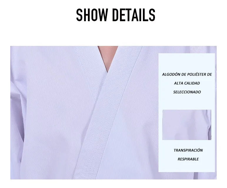 Traje Dobok De Kimonos Taekwondo Resistente Blanco Cómodo
