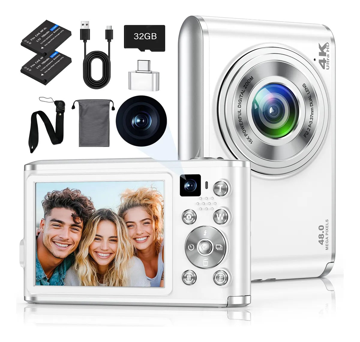 Video Cámara Digital 4k Fhd Cámara Dual Autoenfoque Selfies