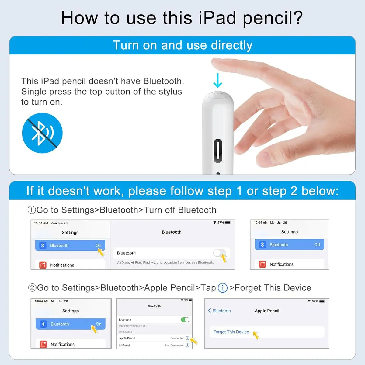 Lápiz Óptico Stylus Pen Bakeway para iPad 2018-2025 Rechazo Palma USB-C