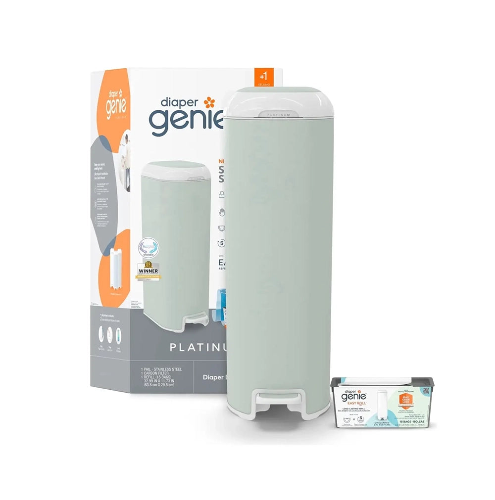 Diaper Genie Platinum – Bote para Pañales de Acero Inoxidable con Pedal y Control de Olores