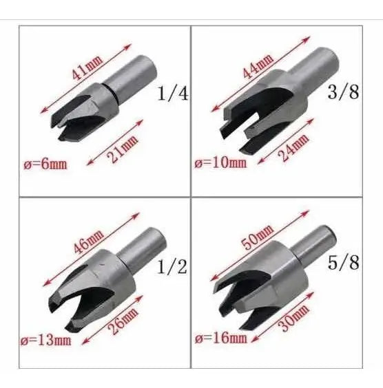Set 8 Brocas Cortadoras de Tapón o Tarugo para Madera