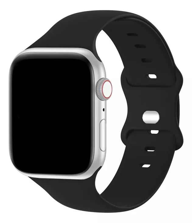 Correa / Pulsera De Silicona Suave Premium Para Apple Watch / Color Negro 42 - 44 - 45 - 46 - 49 M