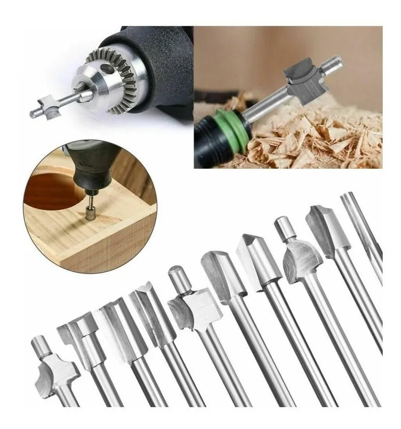 10 Fresas Caladoras Madera Aluminio Pvc Multipro Tipo Dremel