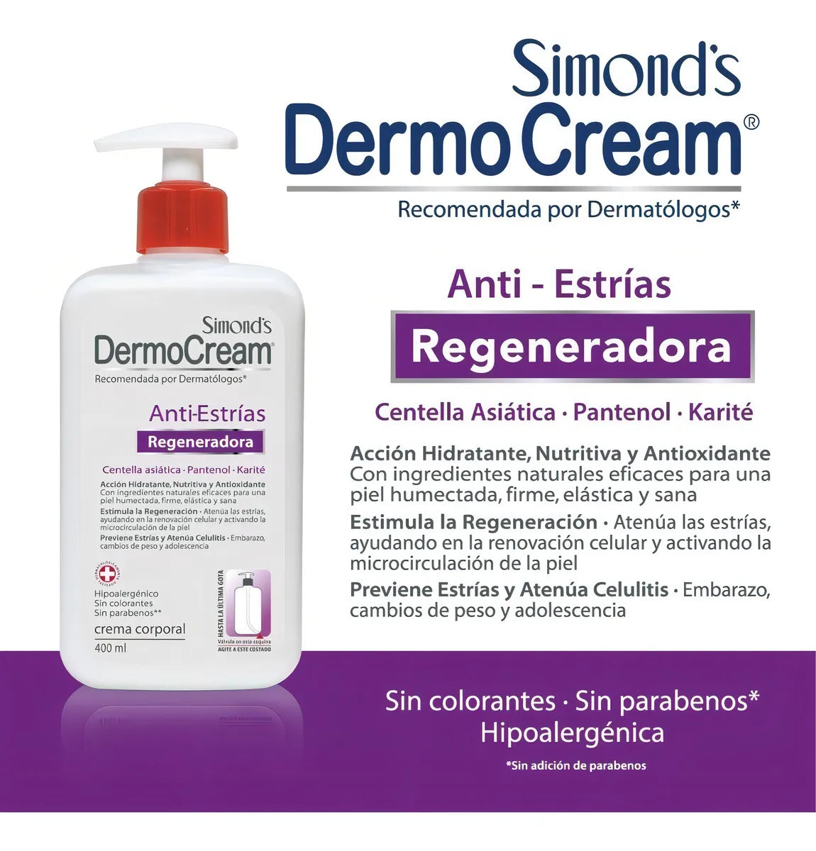 Crema Dermocream Anti Estrías Centella Asiática Y Pantenol