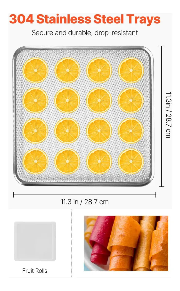 Deshidratador De Alimentos Vevor 12 Bandejas De Acero Inoxidable 120V
