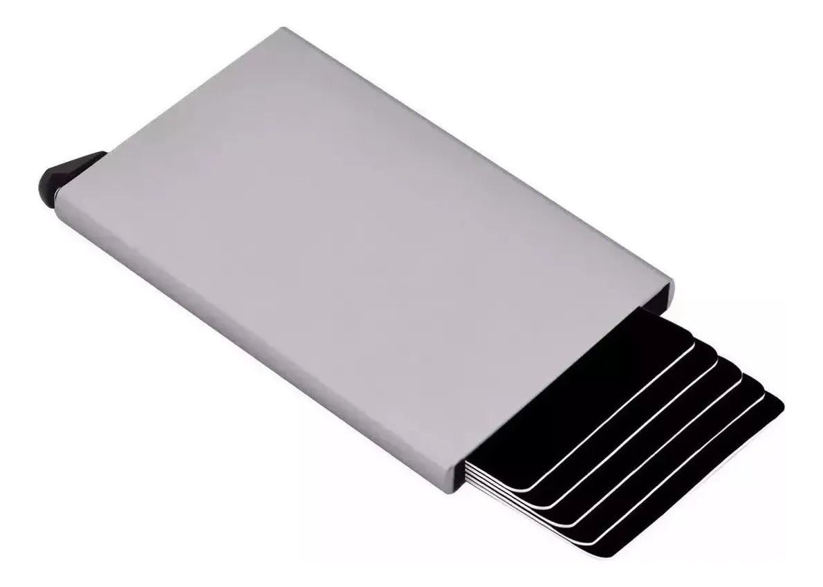 Tarjetero Metalico Aluminio Anti Clonacion Caballero Negro