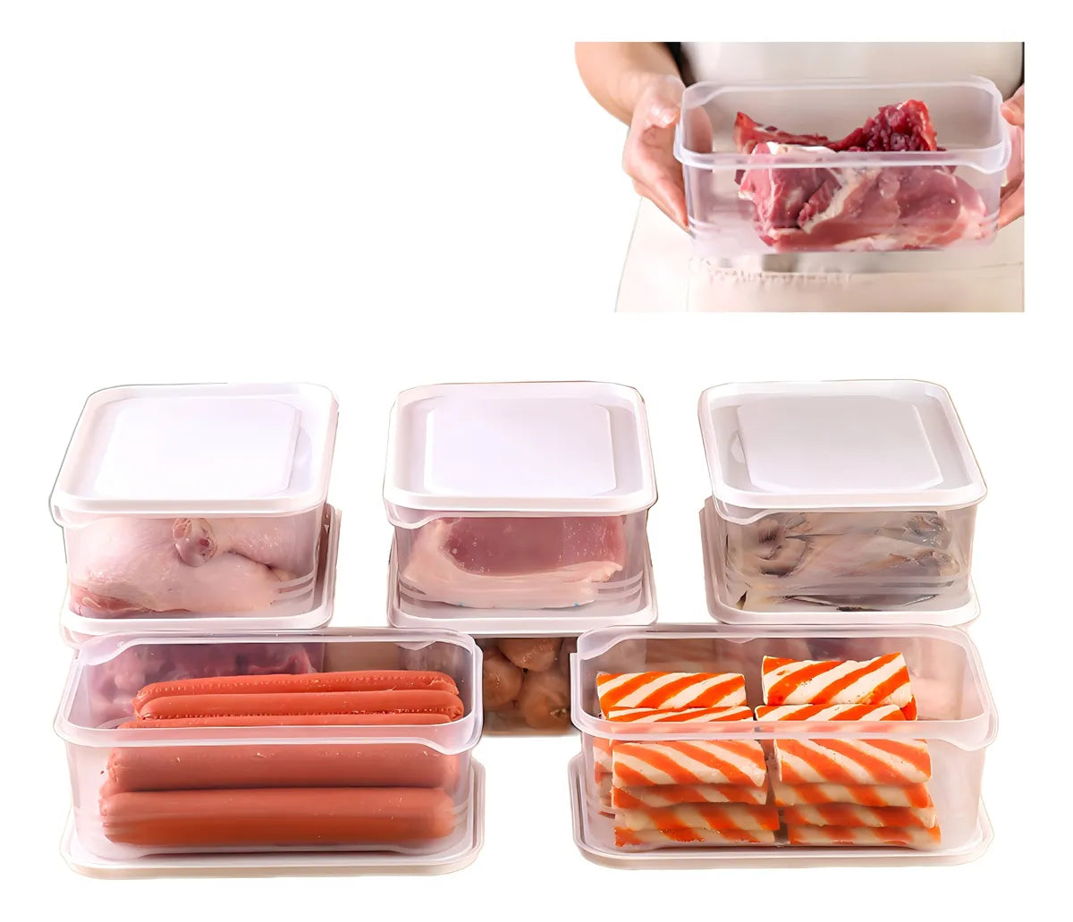 Organizador Refrigerador 8 Contenedores Herméticos 1200ml Blanco