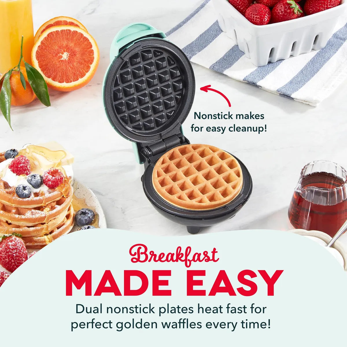 Mini Waffle Maker Dash 4 Antiadherente Aqua