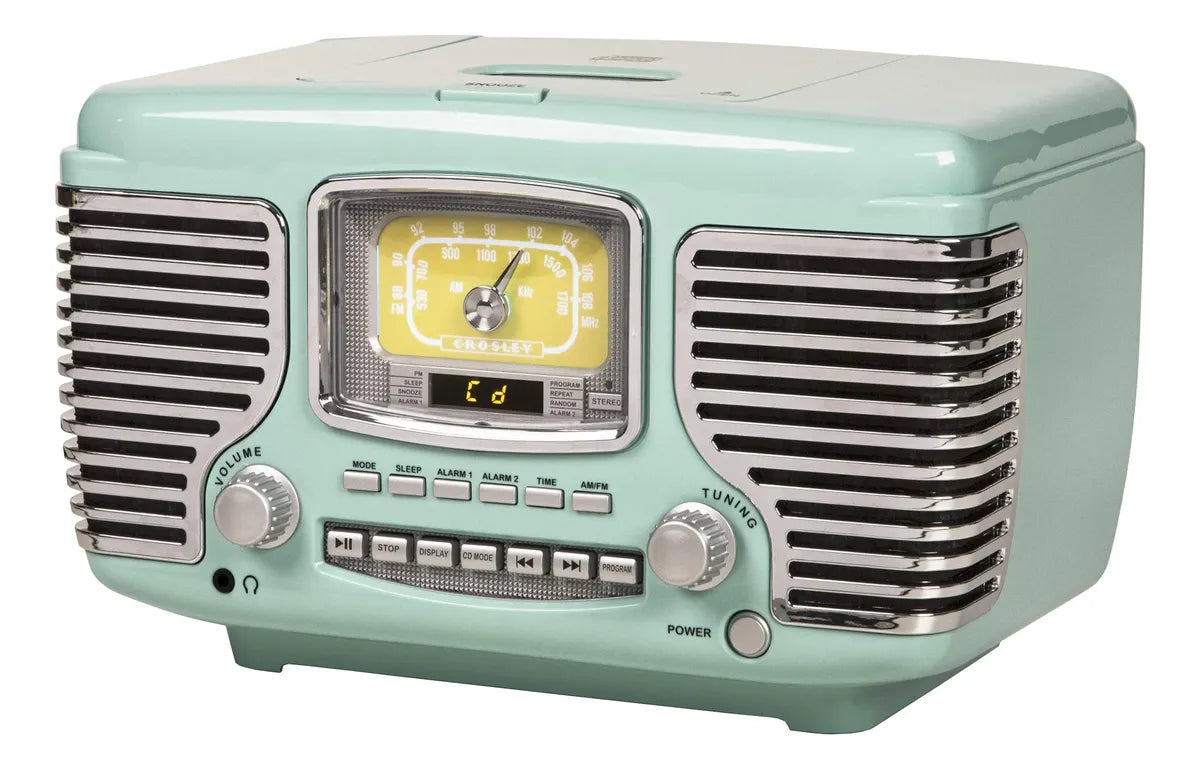 Radio de Mesa Crosley Corsair CR612B-AB Aqua Blue – AM/FM, CD y Bluetooth 120V