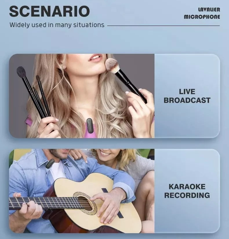 Micrófonos Inalámbricos Solapa Lavalier Para iPhone iPad Color Negro