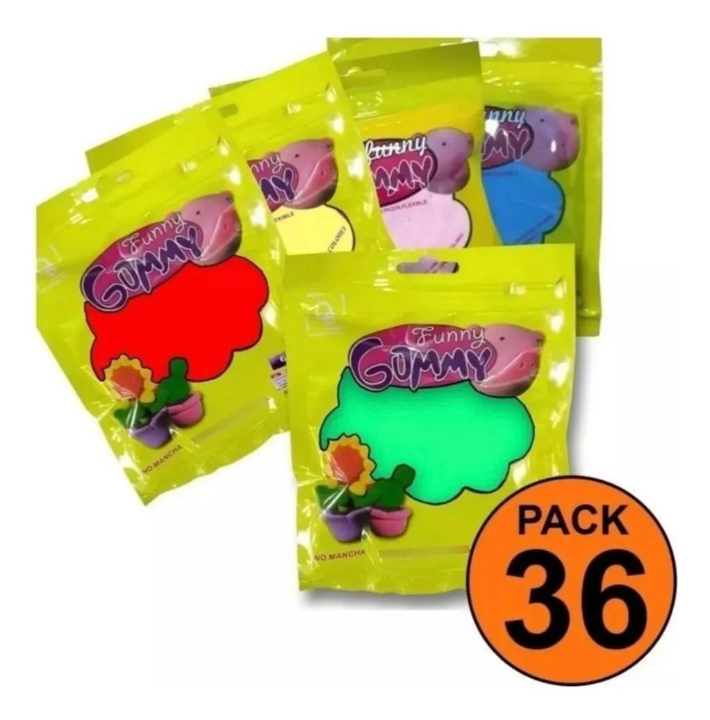Pack 36 Masas Funny Slime Goma Eva Flexible No Toxico