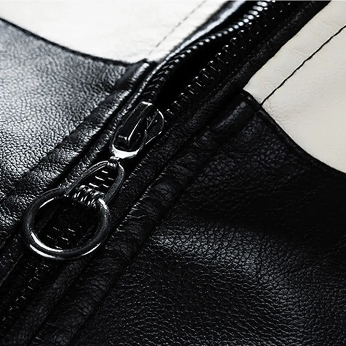 Chaqueta de Cuero Sintético para Hombre | Estilo Café Racer | Franjas Deportivas | Slim Fit