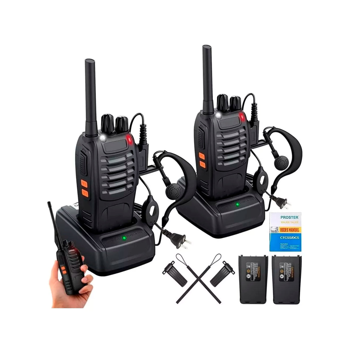 Radio Walkie Talkie Baofeng Inalámbrica C/manos Libres, 2 Pz Bandas de frecuencia 3