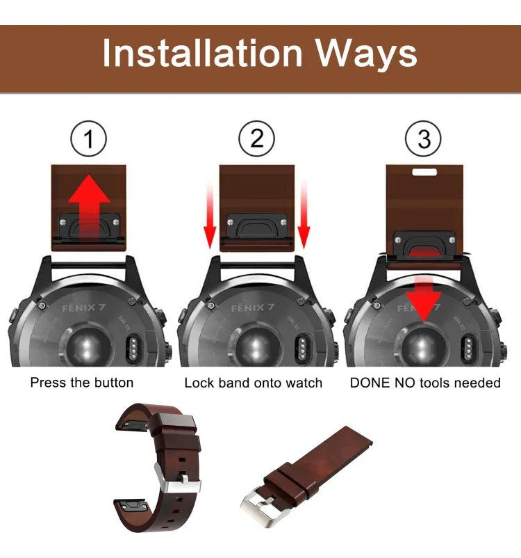 Correa de Cuero para Garmin Fenix 6x Sapphire