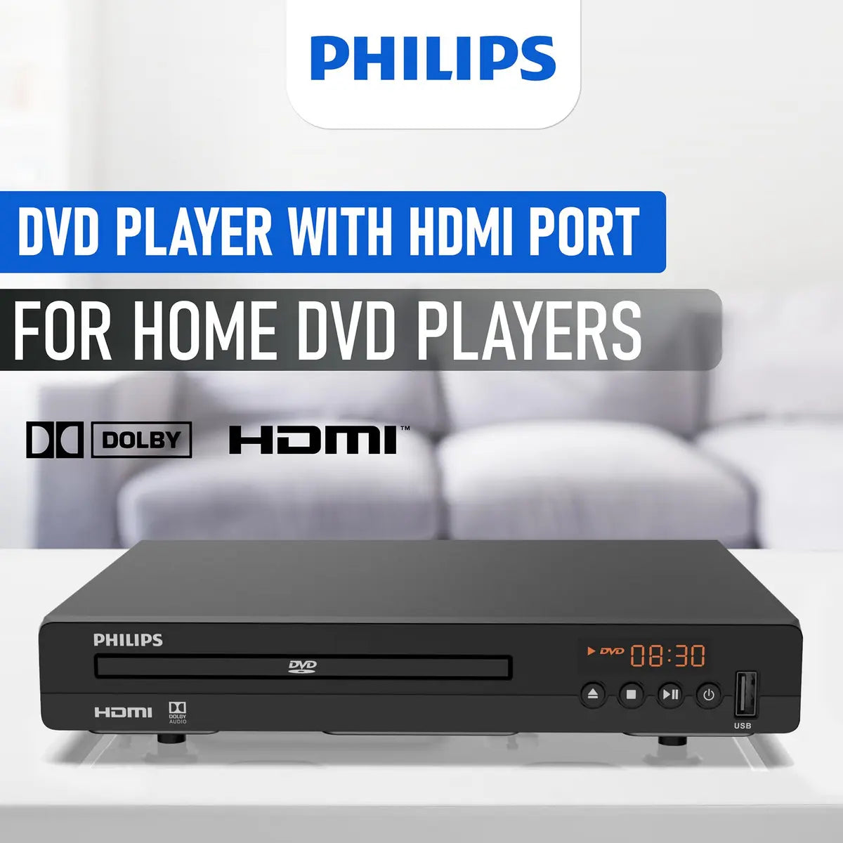 Reproductor DVD Philips 1080p HDMI Multi-Región con USB y Control Remoto 120V