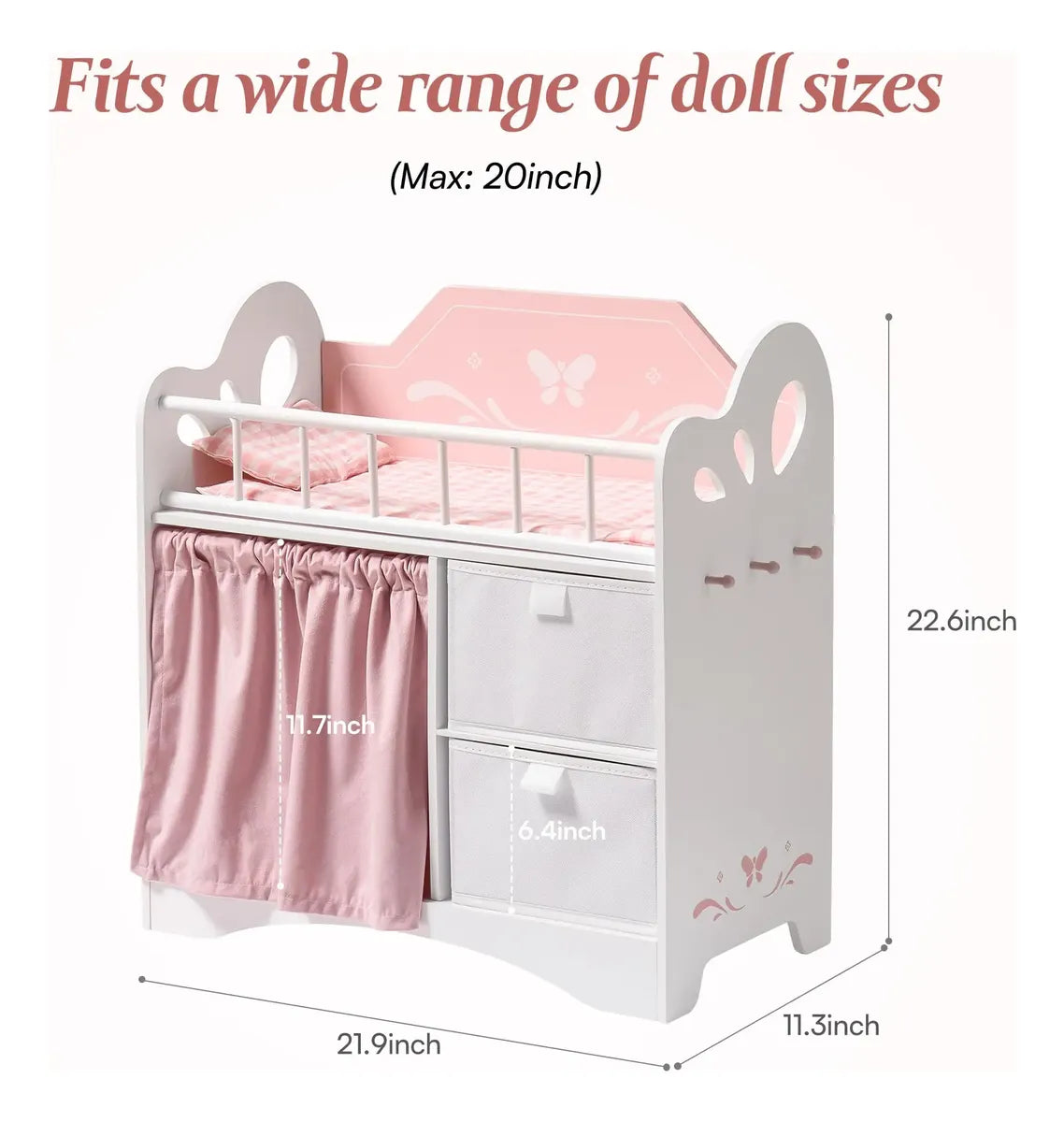 Cama De Madera Para Muñecas Baby Doll Crib Robotime Con Alma