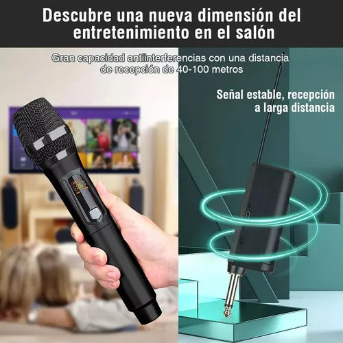 Universal Micrófono Inalámbrico Profesional Karaoke Kit 2pcs Negro