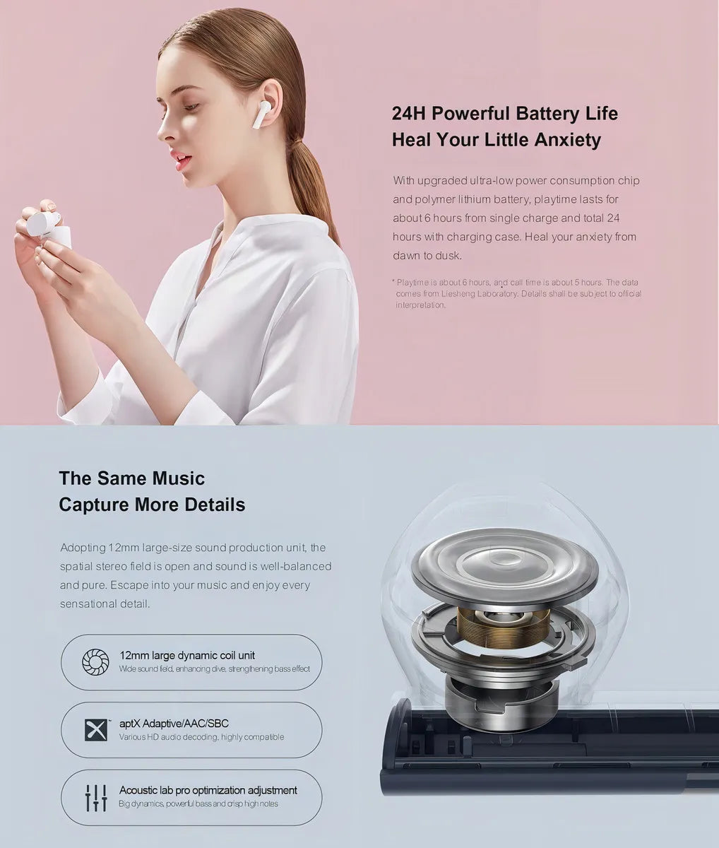 Auricular in-ear gamer inalámbrico Haylou T Series MoriPods blanco con luz LED