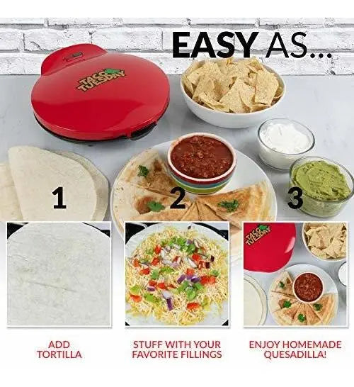 Máquina Eléctrica para Hacer Quesadillas Taco Tuesday Deluxe 10" – 6 Porciones – 120V