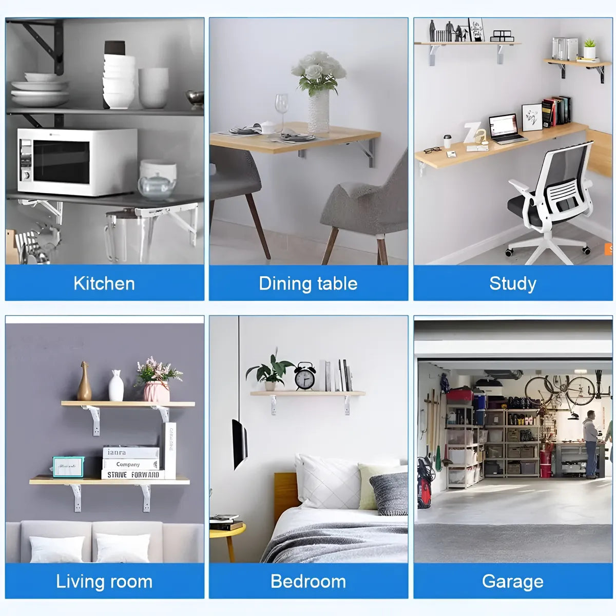 2 Bisagras Soporte Plegable Para Estante, Acero Inoxidable