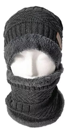 Conjunto Gorro Bufanda Frío Tejido Lana Unisex Moda