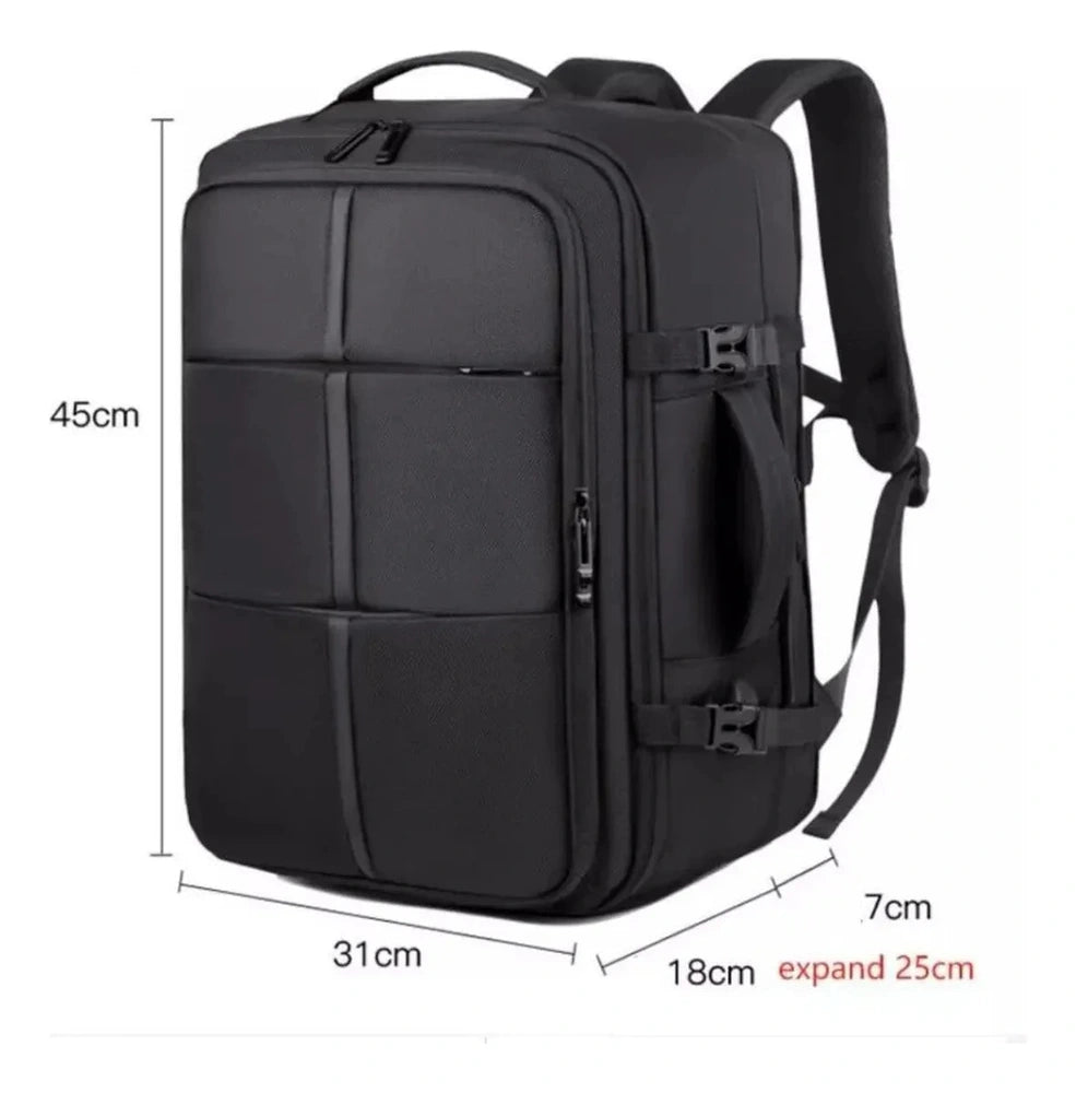 Mochila Viaje Carry On 40Litros Porta Notebook Reforzada Diseño de Tela Lisa