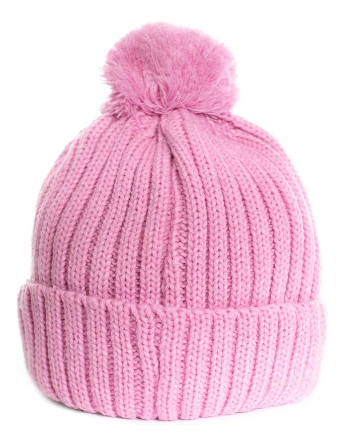 Gorro Beanie De Lana Spitfire Pompom Pink Rose
