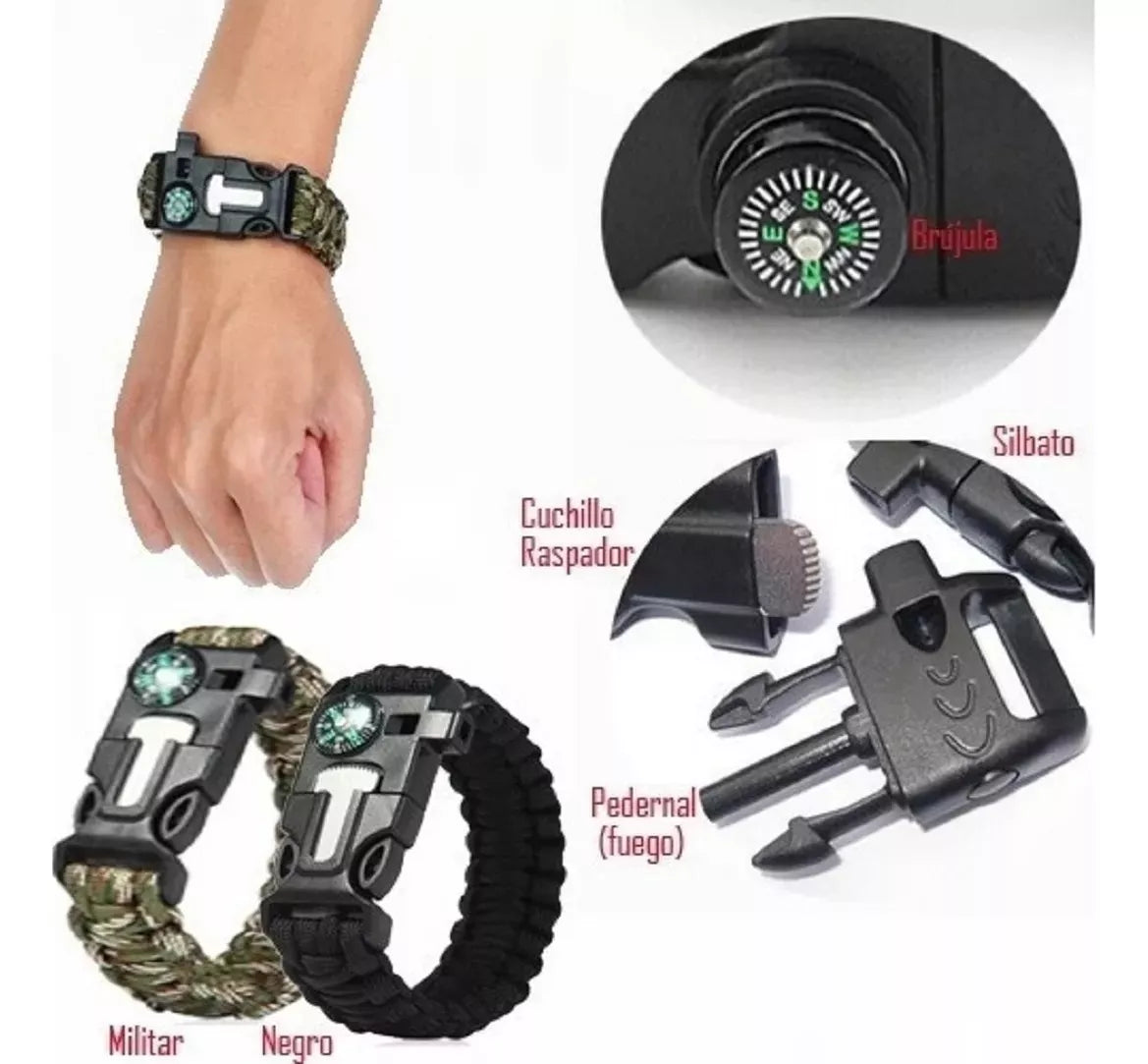 Pulsera Paracord Treking Y Escalada Supervivencia 5 En 1 Coy