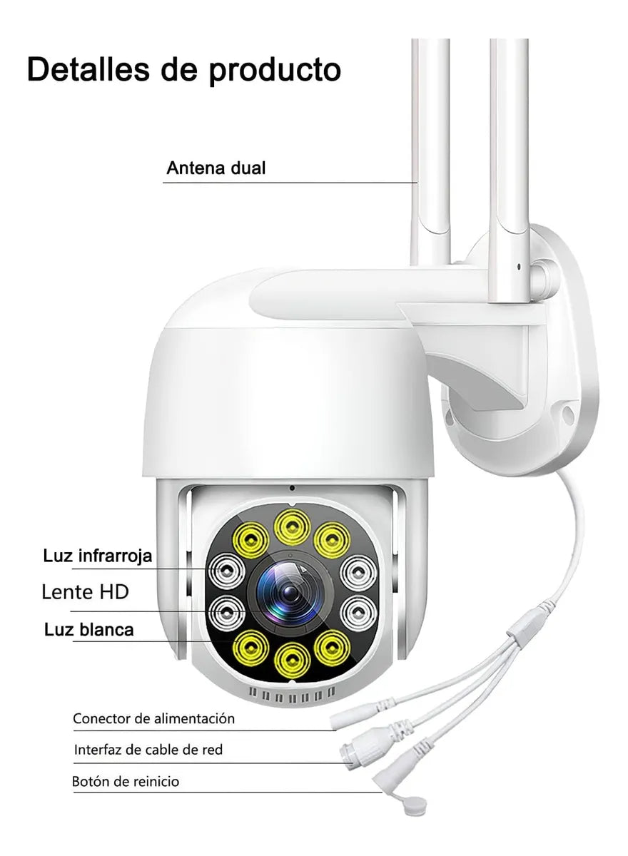 Cámara De Seguridad Exterior Wifi Hd 1080p 360°