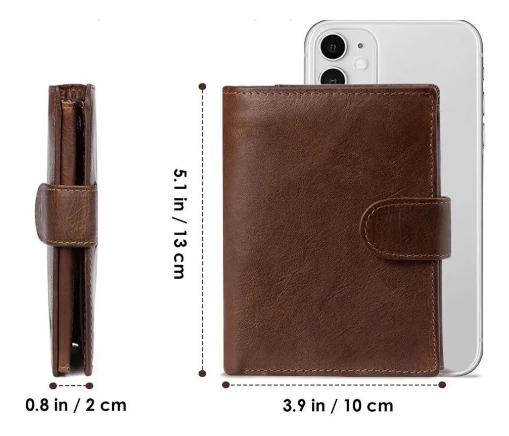 Cartera Billetera Antirrobo Rfid Para Hombre Cuero