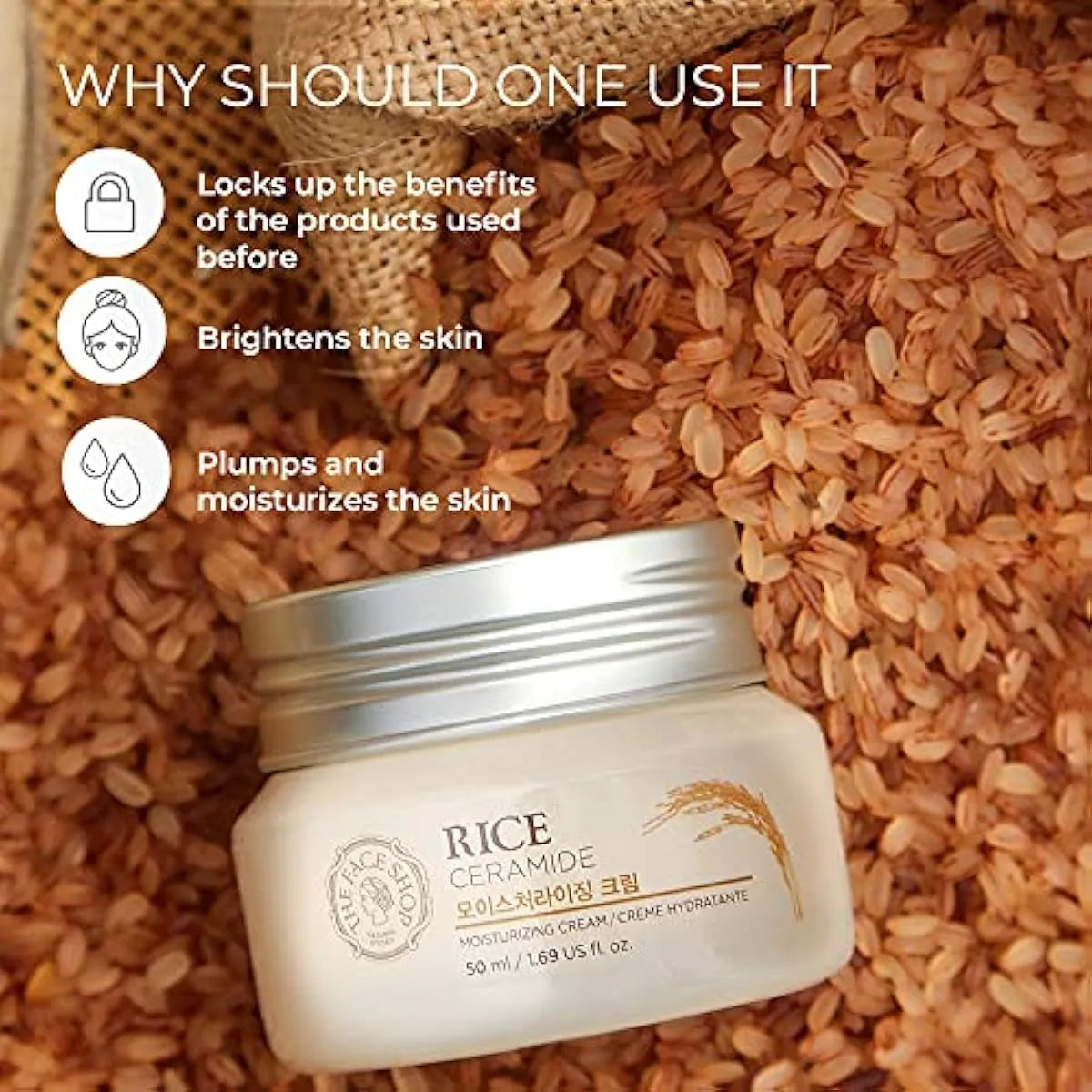 Crema hidratante de ceramidas de arroz 50 ml