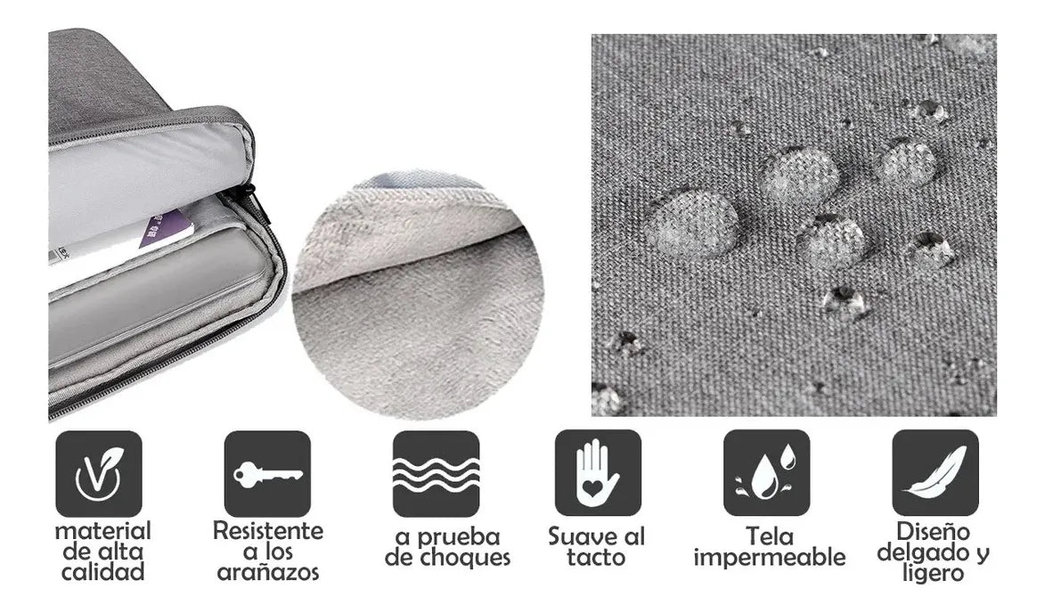 Funda Para Notebook 13 A 14 Con Bolsillos Cierres Y Asa
