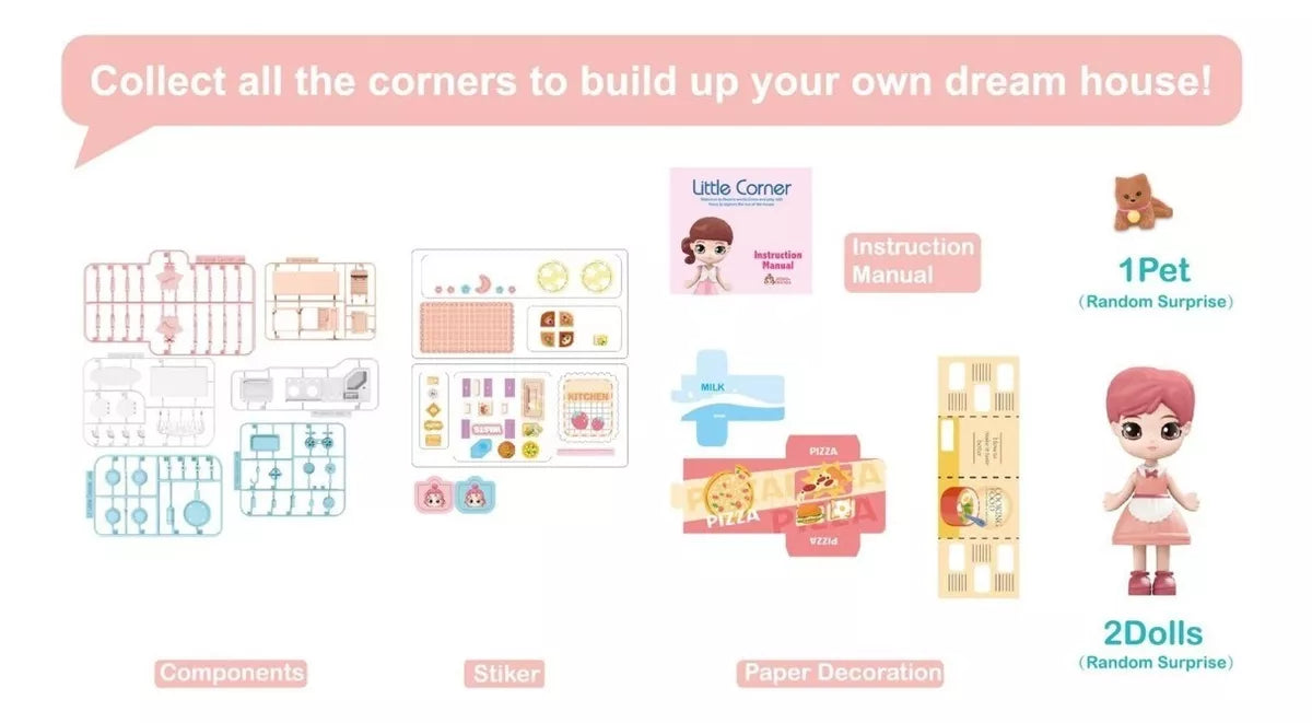 Casa De Muñecas Incluye Muebles, Muñecas Y Mascota