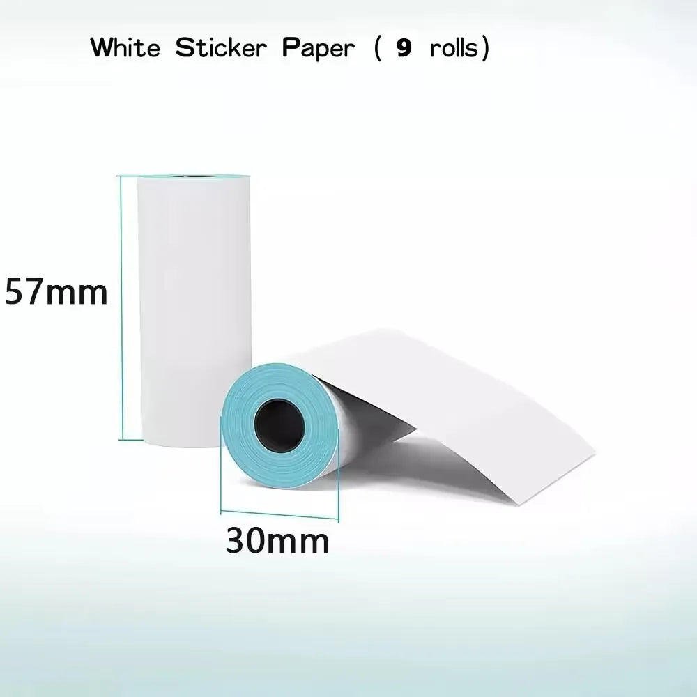9 Rollos Papel Adhesivo Térmico Continuo Impresora 57mmx30mm Blanco