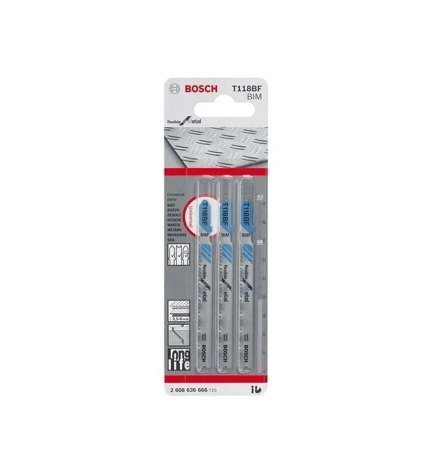 Hoja De Calar Bosch T118bf Flexible For Metal (3 Unidades)