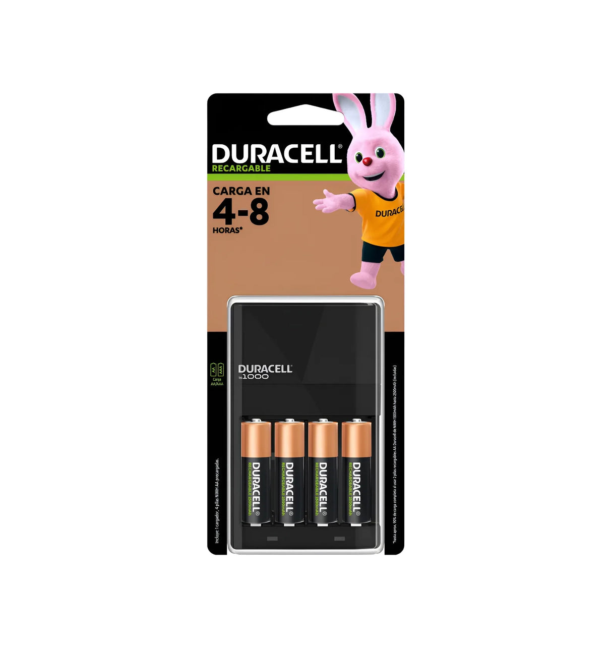 Cargador de Pilas Duracell AA/AAA, (+4 pilas recargables AA)