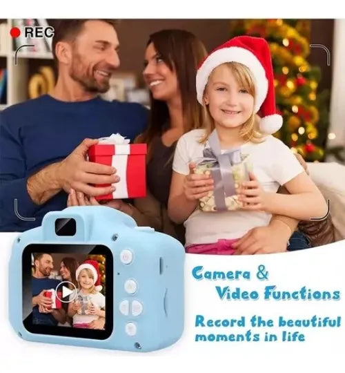 Mini Camara Fotos Digital Infantil Recargable Filma Juegos Color Celeste