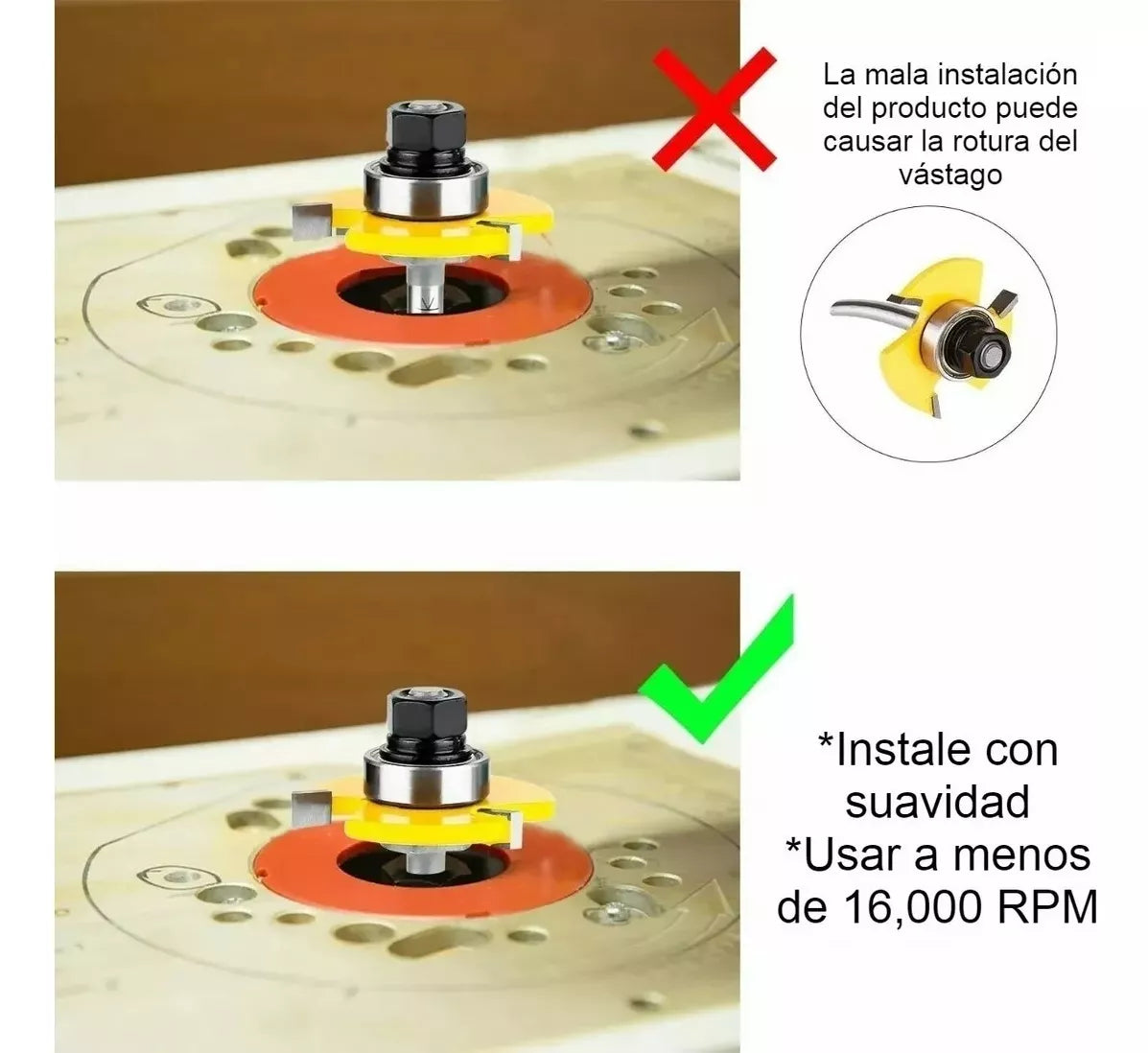 Fresas Madera Toma 1/4 Ensamble Kit 2pzs