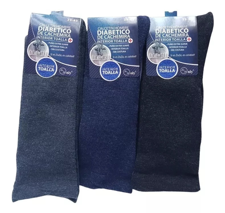 Calcetín Hombre Grueso Lana Cachemira Interior Toalla 3 Par