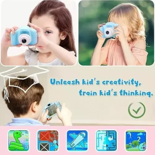Mini Camara Fotos Digital Infantil Recargable Filma Juegos Color Celeste