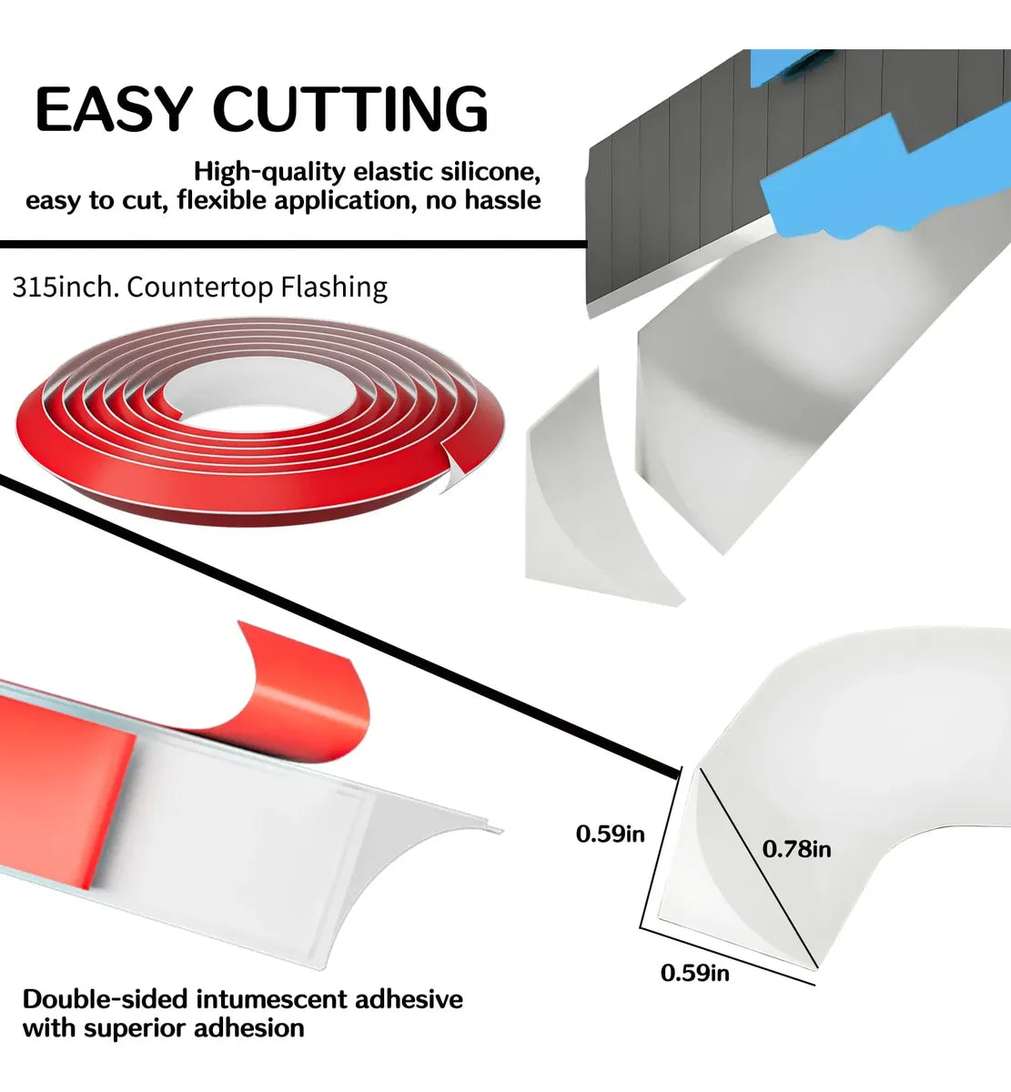 Moldura Flexible Quarter Round Autoadhesiva – Terminación Peel & Stick
