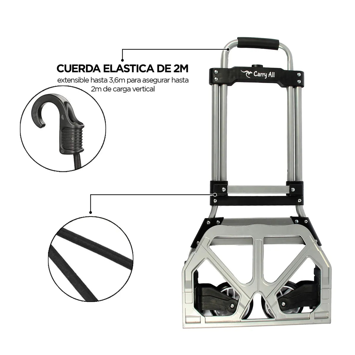 Carro de Carga Tipo Yegua Carry All® Equus 80 Kilos Rodamientos y Cuerda Elástica