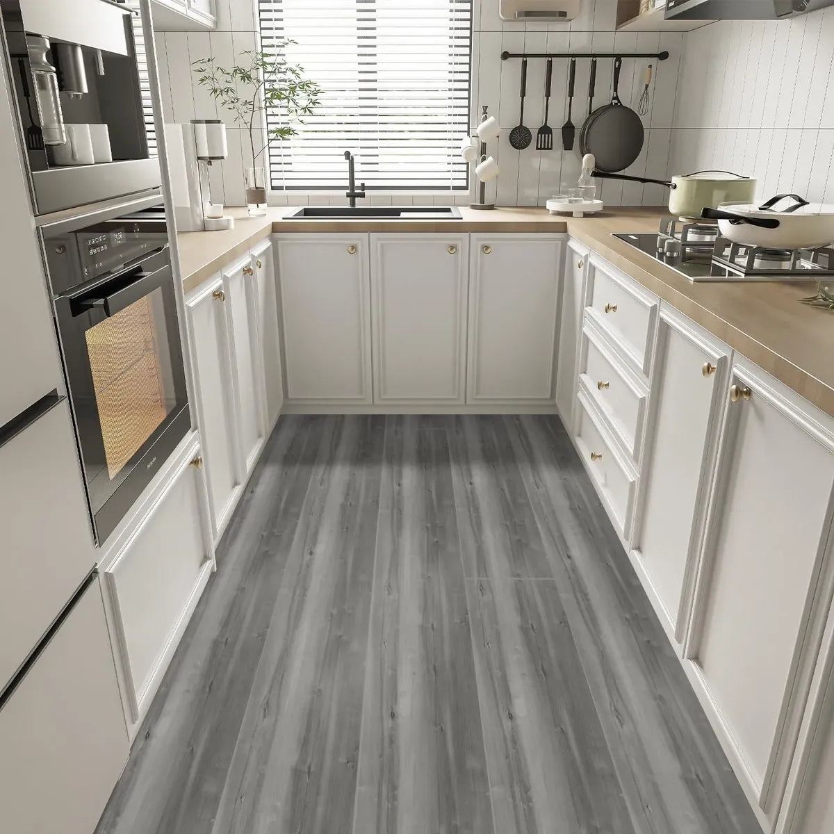 Piso Vinílico Autoadhesivo Diseño Madera Gris 30 x 350 cm – 3,3 m²