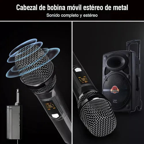 Universal Micrófono Inalámbrico Profesional Karaoke Kit 2pcs Negro