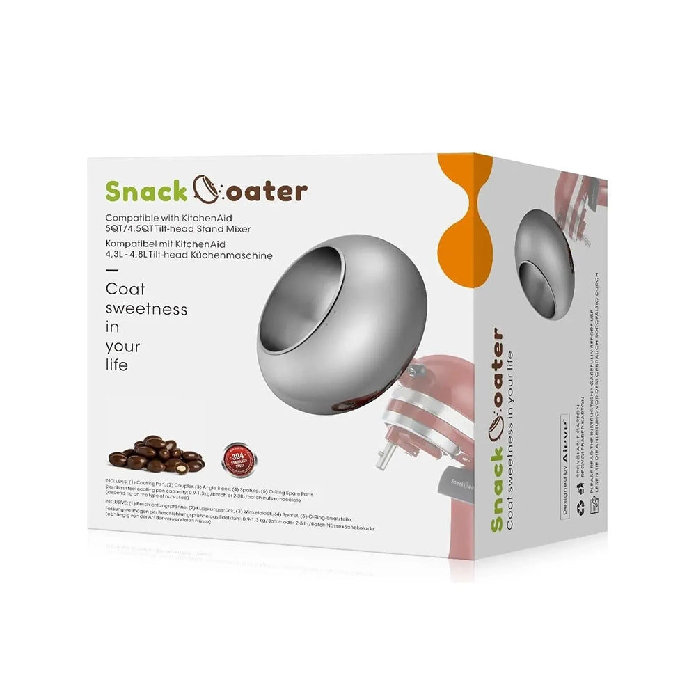 AIEVE Snack Coater Silver – Accesorio para Recubrir Snacks con Chocolate para Batidora KitchenAid