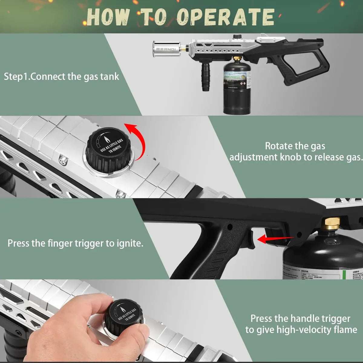 Pistola Soplete a Propano ZYCBERNOI 800.000 BTU | Encendido Piezoeléctrico | Uso Industrial