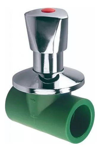 Llave Paso 20mm Ppr Verde Campana Cromada Triangular