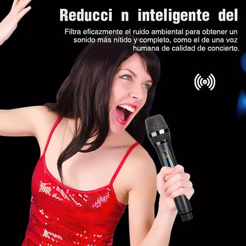 Universal Micrófono Inalámbrico Profesional Karaoke Kit 2pcs Negro