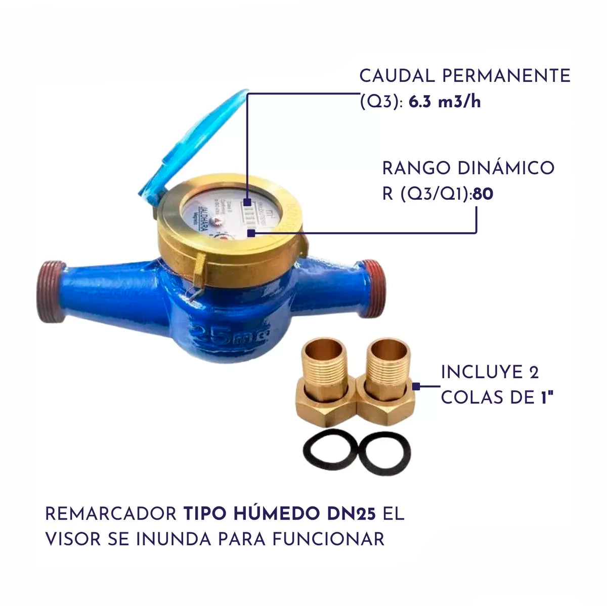 Medidor Remarcador De Agua Terminales De Conexión 1 Pulgada