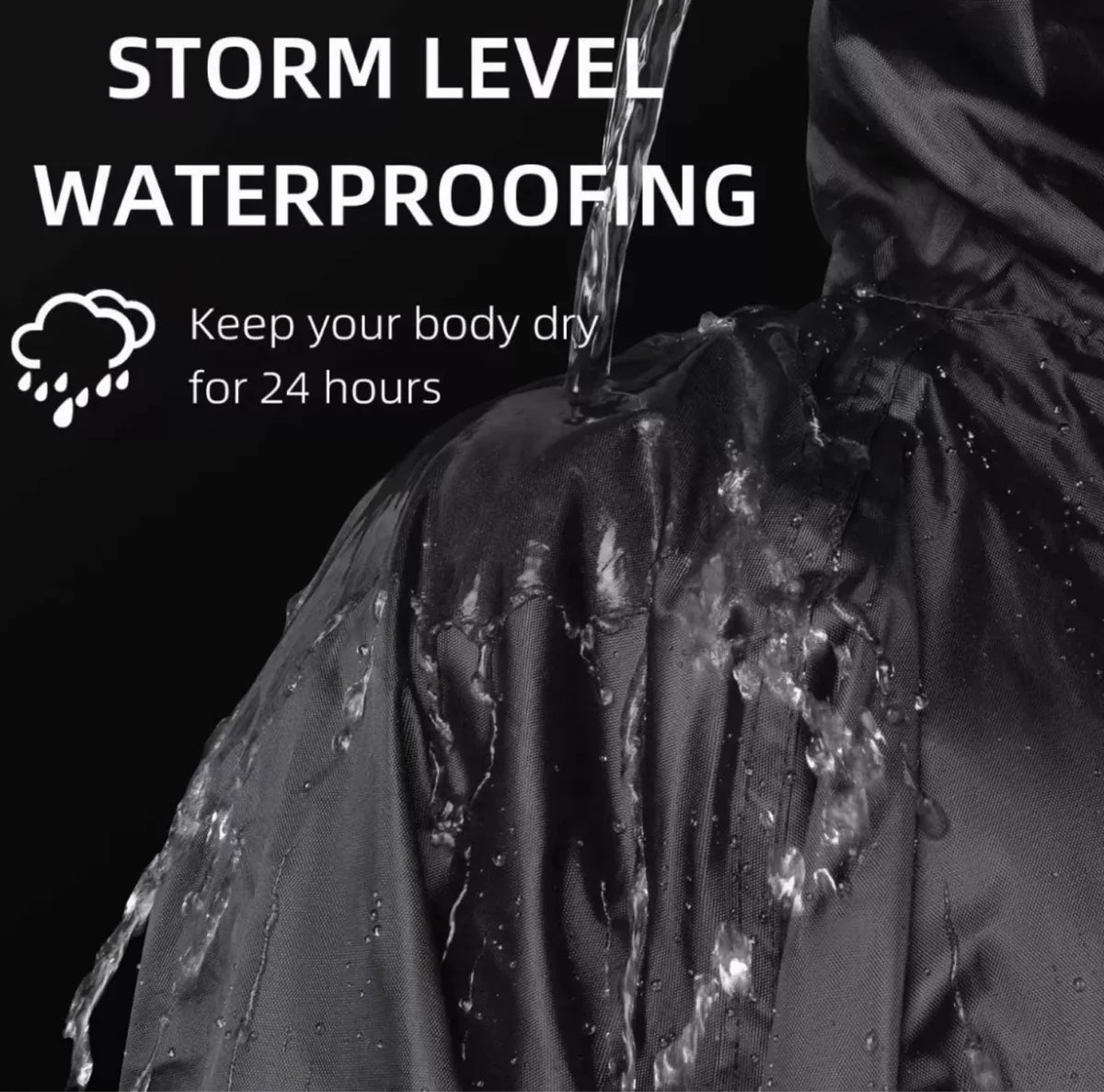 Impermeable Motociclista Negro Reflejantes, Traje De Agua